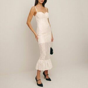 Reformation Canice Lace Fitted Midi Dress Size 6